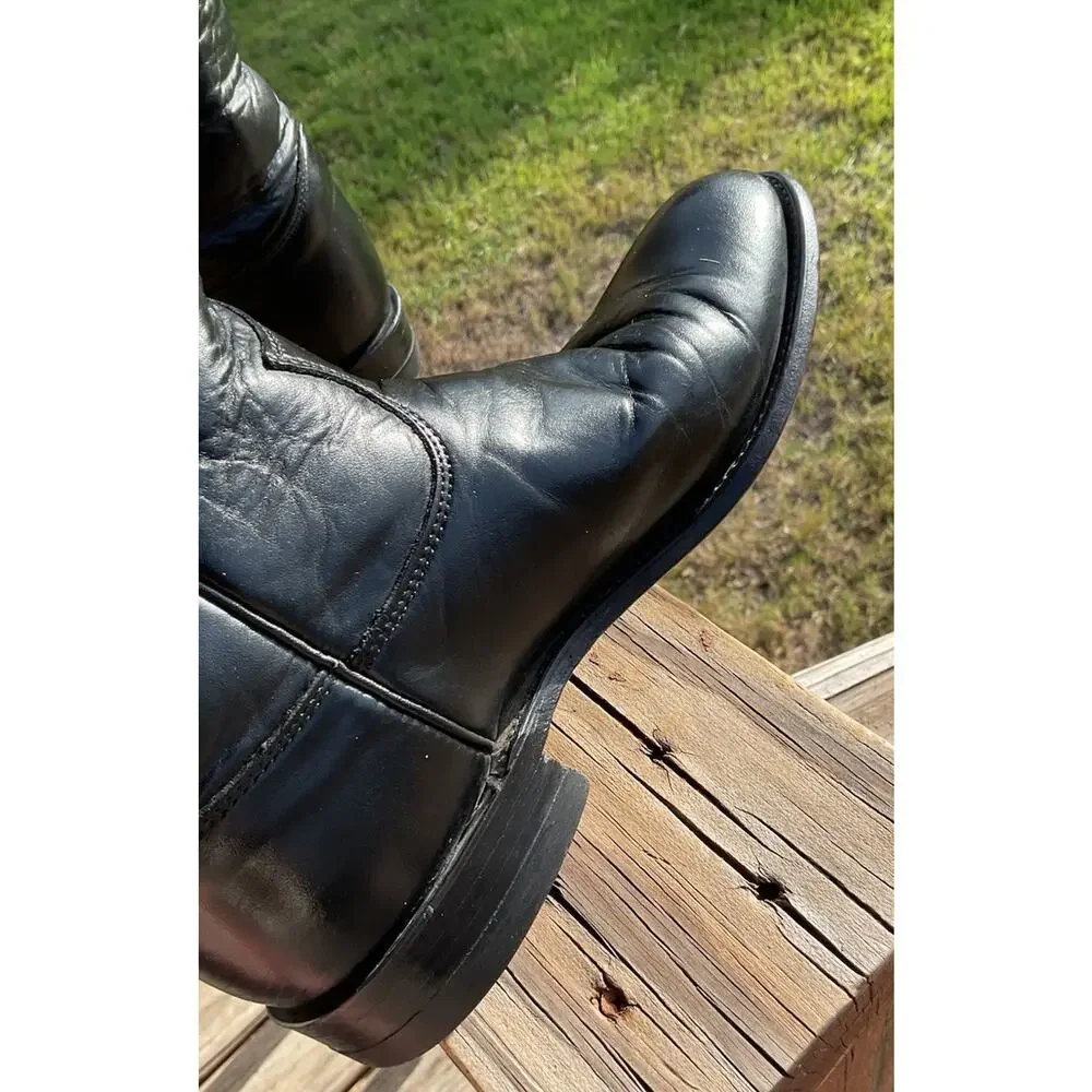 Justin Classic Black Roper Style L-3703 Cowboy Boots Mens Sz 6 1/2C